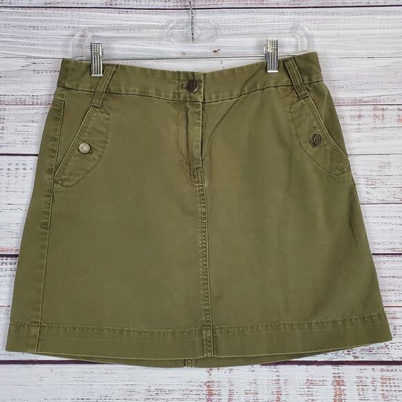 J Crew Classic Mini Skirt 8 Twill Chino Army Green Casual Neutral Earthy Utility - Picture 1 of 6